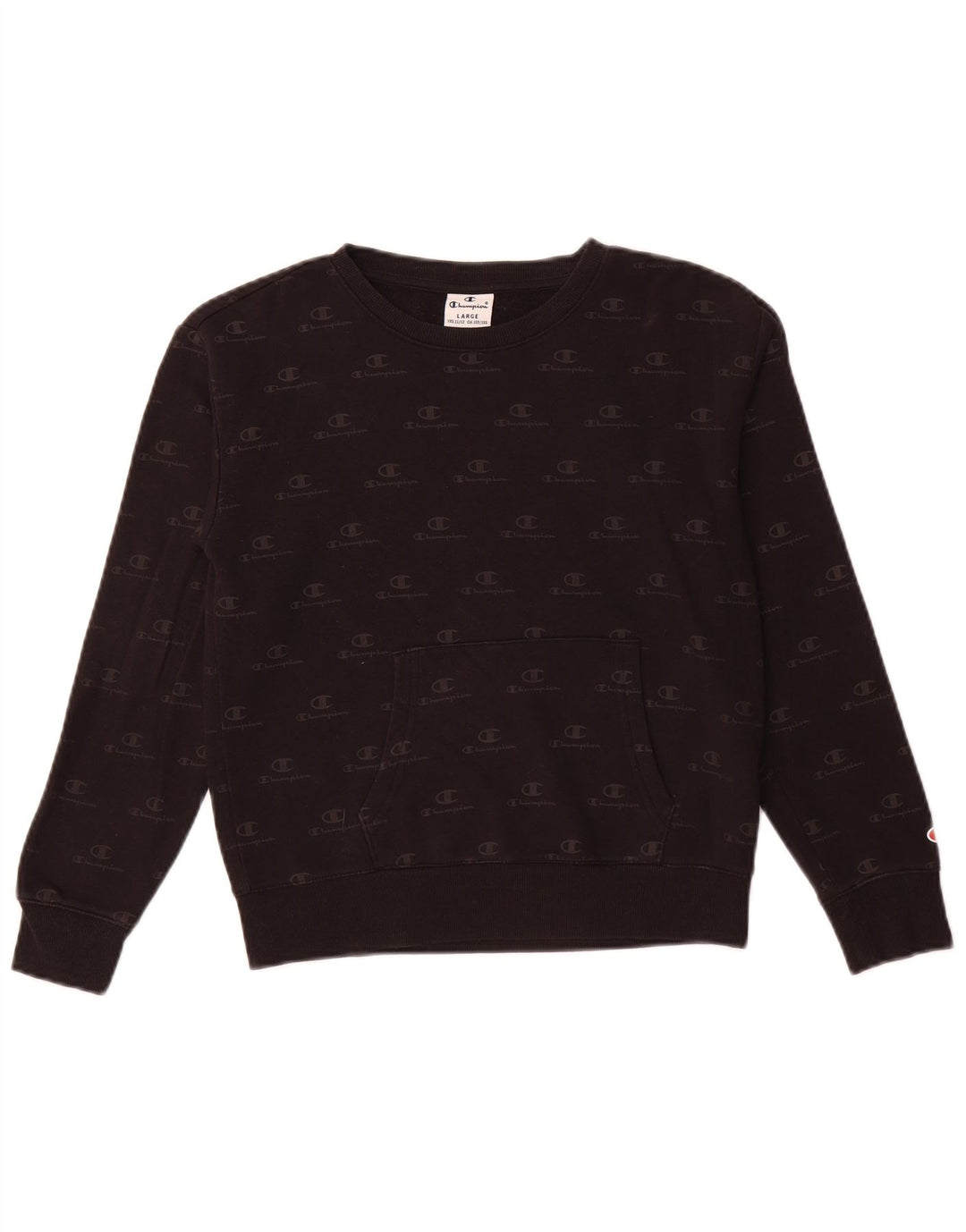 CHAMPION Boys Graphic Sweatshirt Jumper 11-12 Years Large Black Logo