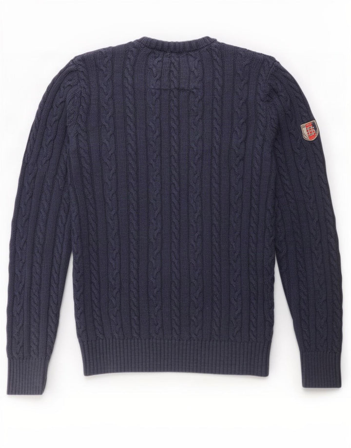 Superdry Mens Crew Neck Jumper Sweater Large Navy Blue Cotton