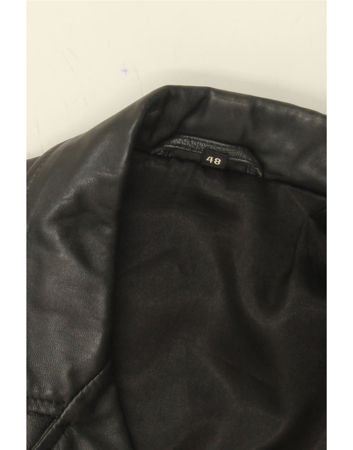 VINTAGE Mens Leather Jacket IT 48 Medium Black Leather Vintage Vintage and Second-Hand Vintage from Messina Hembry 