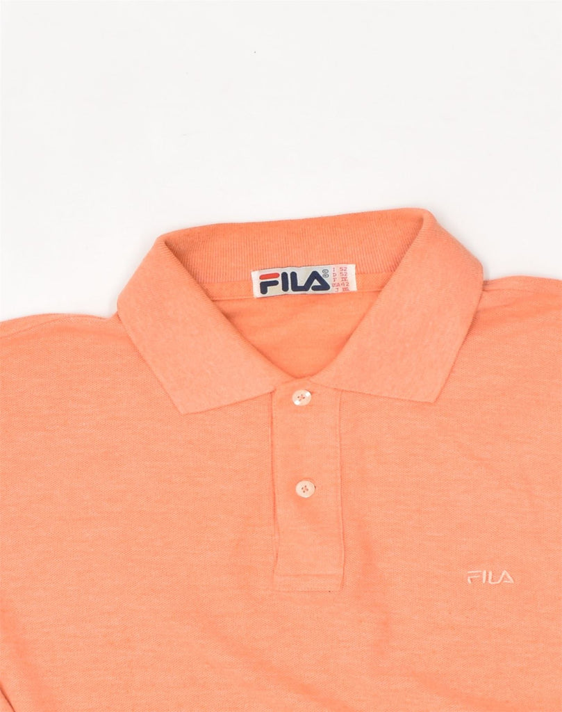 FILA Mens Long Sleeve Polo Shirt IT 52 Large Orange | Vintage Fila | Thrift | Second-Hand Fila | Used Clothing | Messina Hembry 