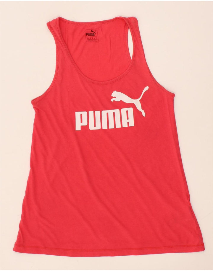 PUMA Womens Graphic Vest Top UK 8 Small Red Vintage Puma and Second-Hand Puma from Messina Hembry 