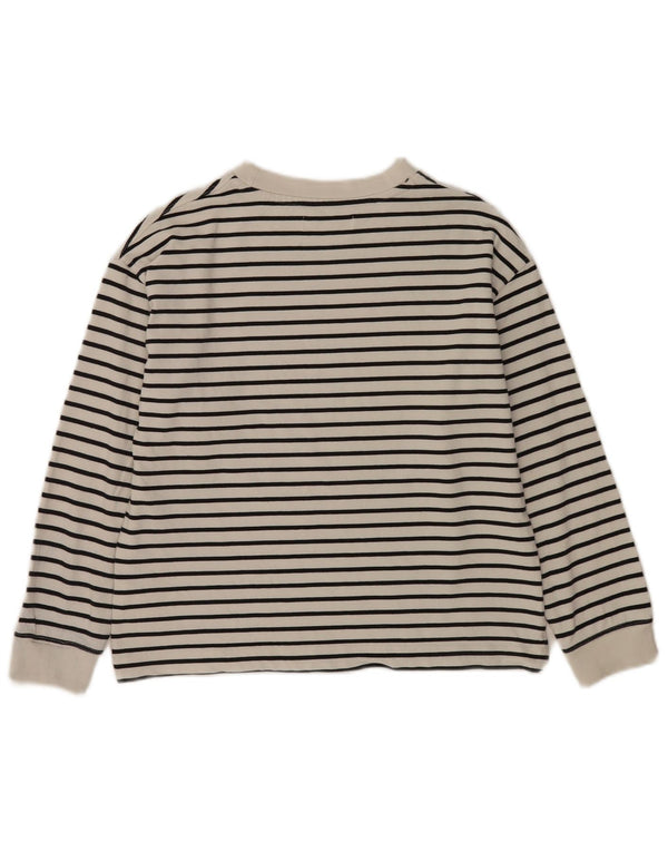 Zara Girls Top Long Sleeve 11-12 Years White Striped Cotton
