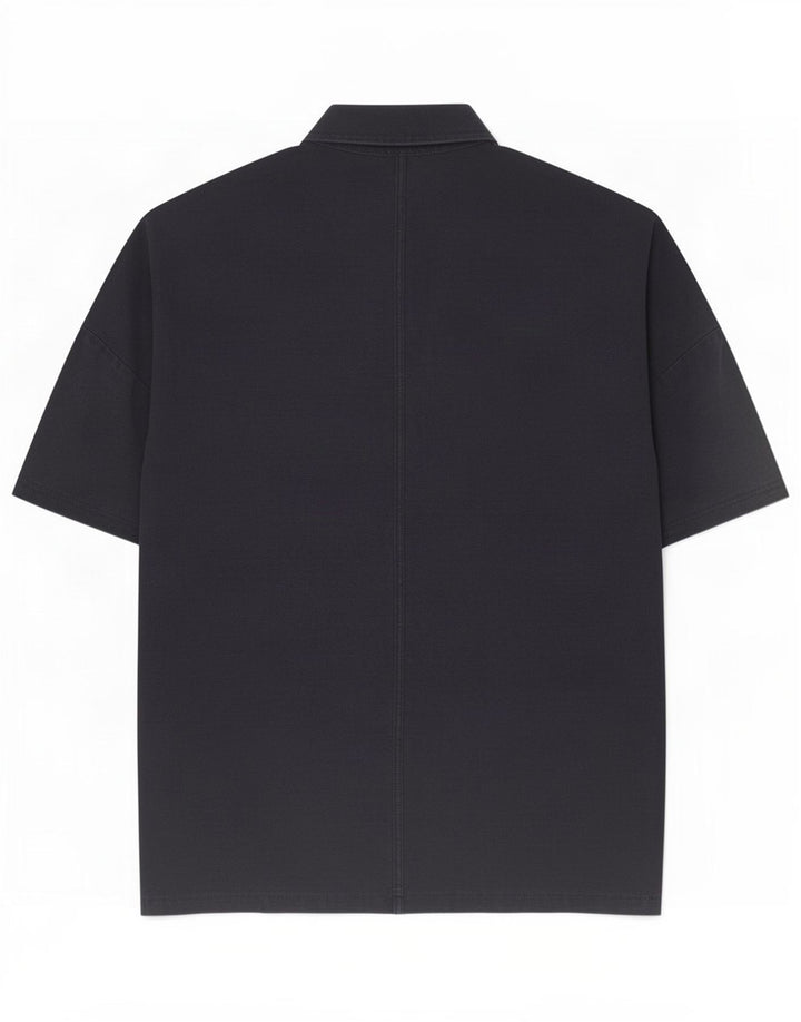 Cos Mens Short Sleeve Shirt Medium Navy Blue Cotton
