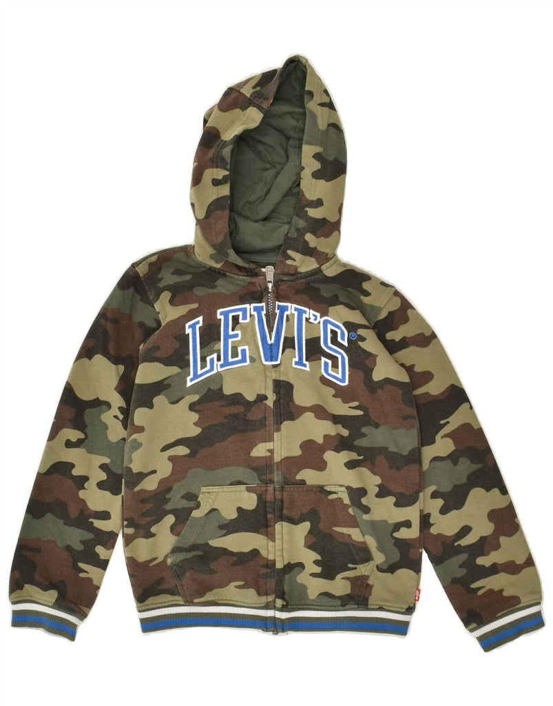 LEVI'S Boys Graphic Zip Hoodie Sweater 7-8 Years Khaki Camouflage | Vintage Levi's | Thrift | Second-Hand Levi's | Used Clothing | Messina Hembry 