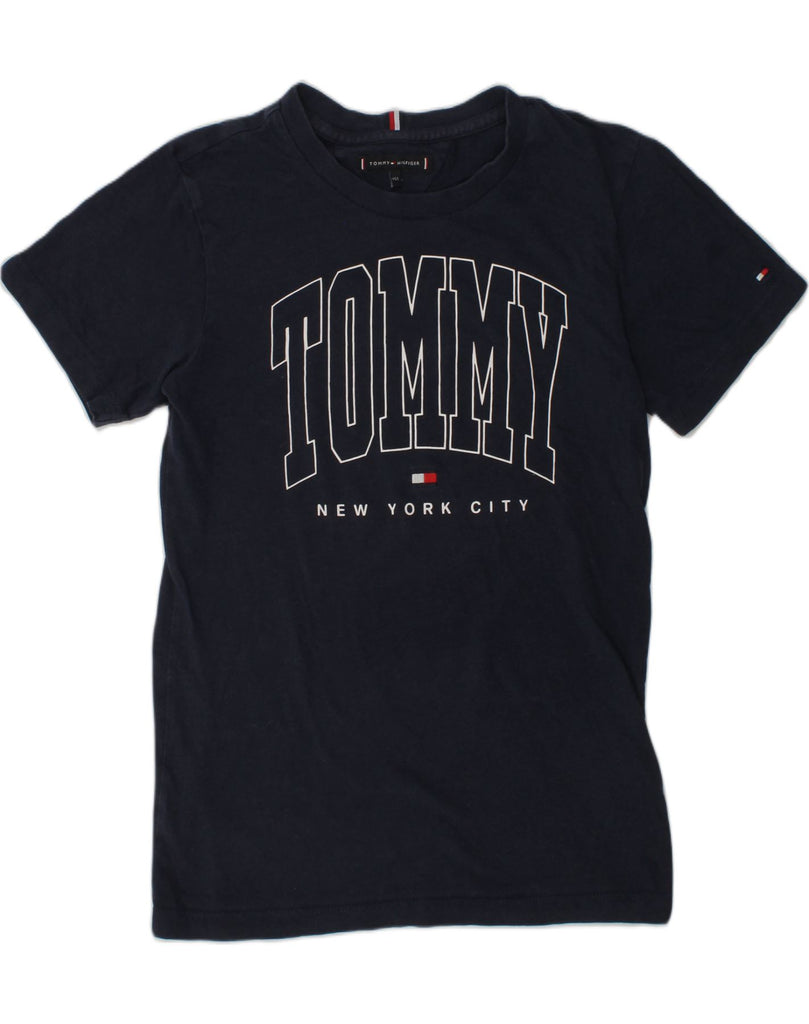 TOMMY HILFIGER Boys Graphic T-Shirt Top 11-12 Years Navy Blue Cotton | Vintage Tommy Hilfiger | Thrift | Second-Hand Tommy Hilfiger | Used Clothing | Messina Hembry 