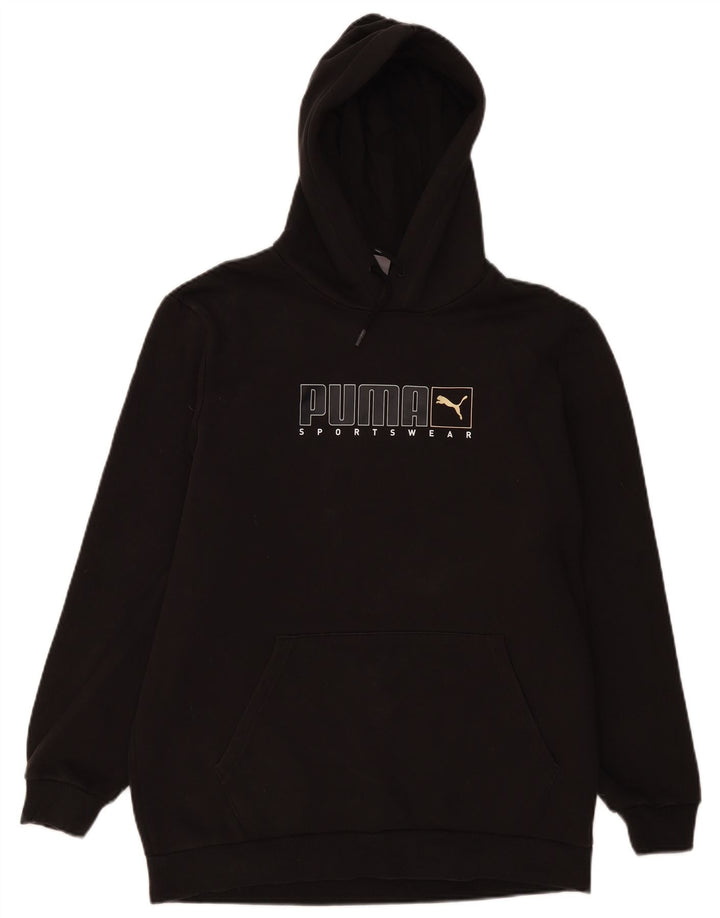 PUMA Mens Graphic Hoodie Jumper Large Black Cotton