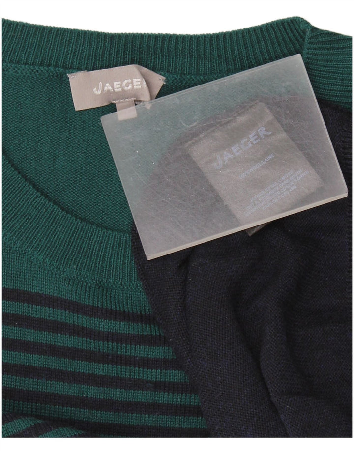 Jaeger Mens Crew Neck Jumper Sweater Large Navy Blue Colourblock Wool