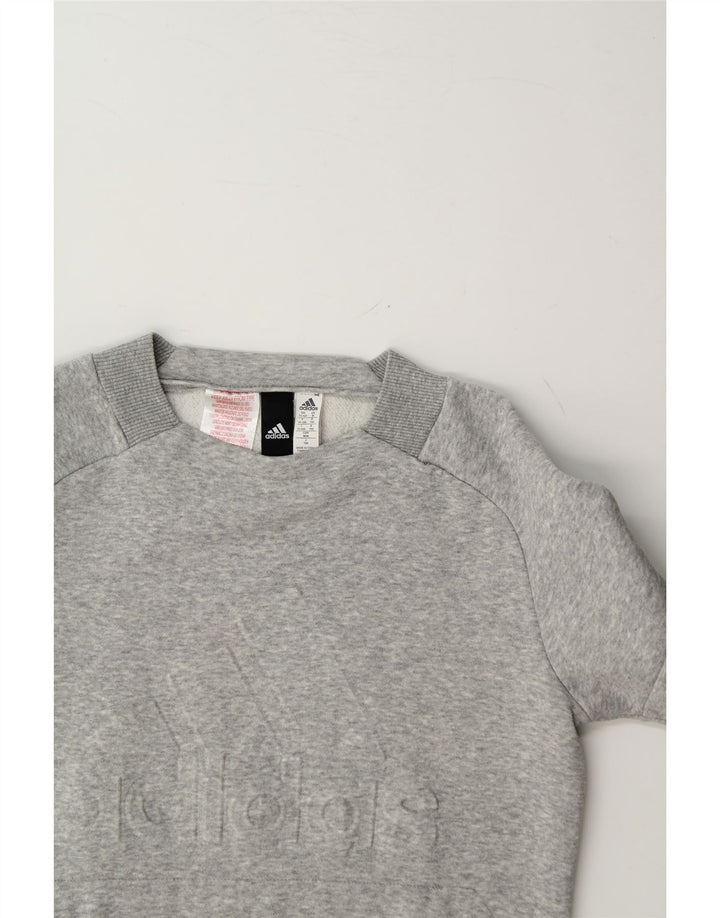 ADIDAS Boys Graphic Sweatshirt Jumper 11-12 Years Grey Cotton Vintage Adidas and Second-Hand Adidas from Messina Hembry 