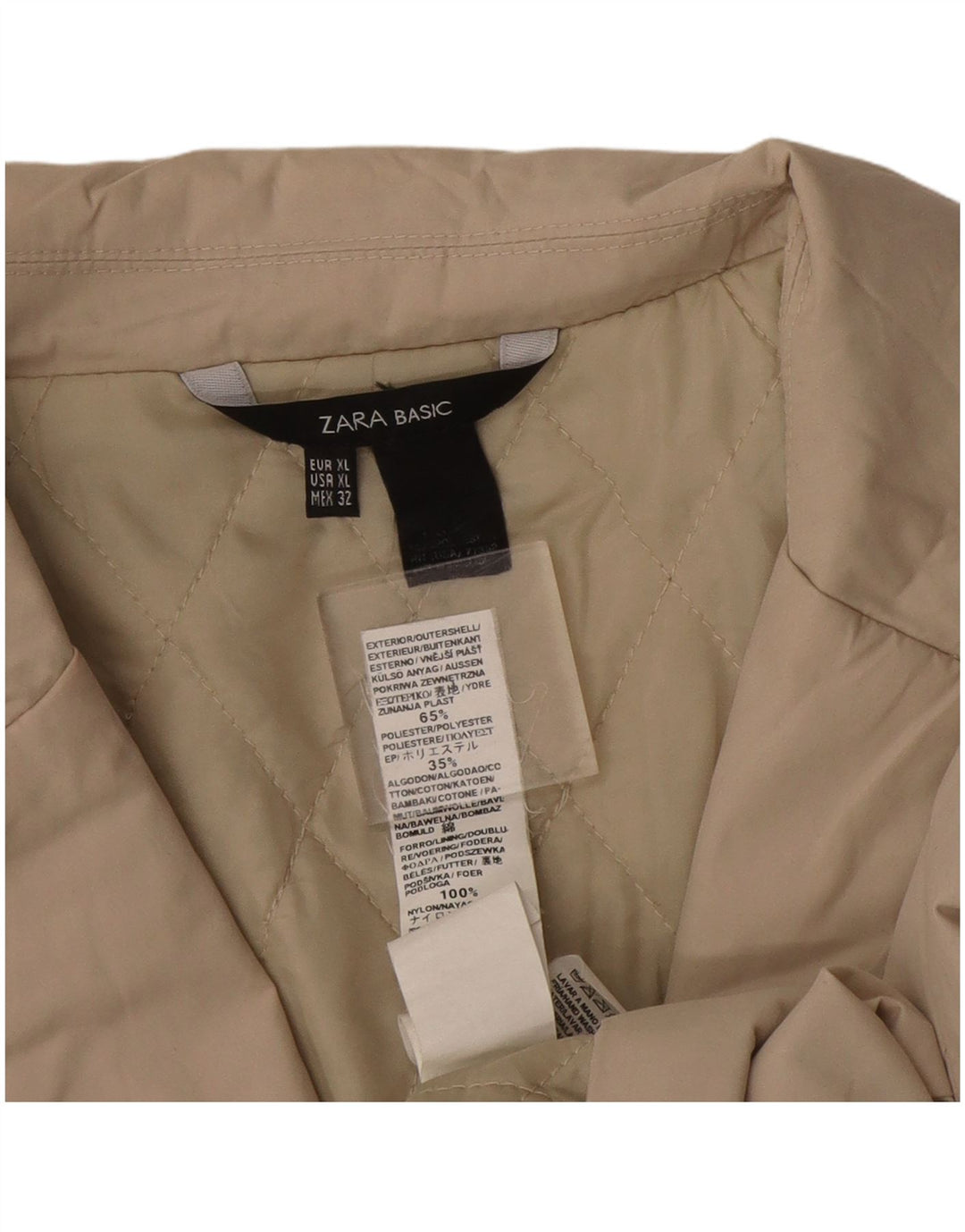 Zara Womens Blazer Jacket UK 18 XL Beige Polyester
