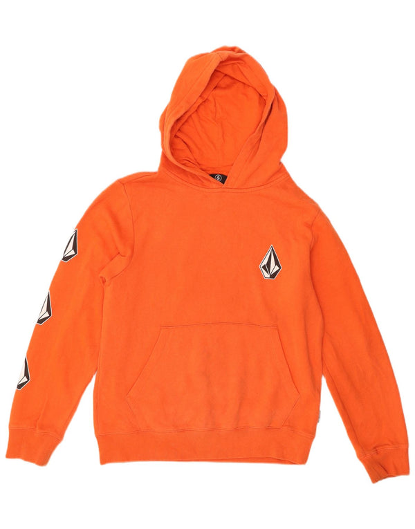 Volcom Boys Graphic Hoodie Jumper 9-10 Years Medium Orange Cotton