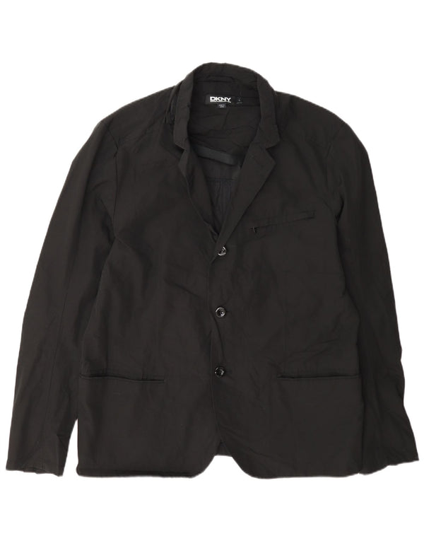 Dkny Mens 3 Button Blazer Jacket UK 40 Large Black Cotton