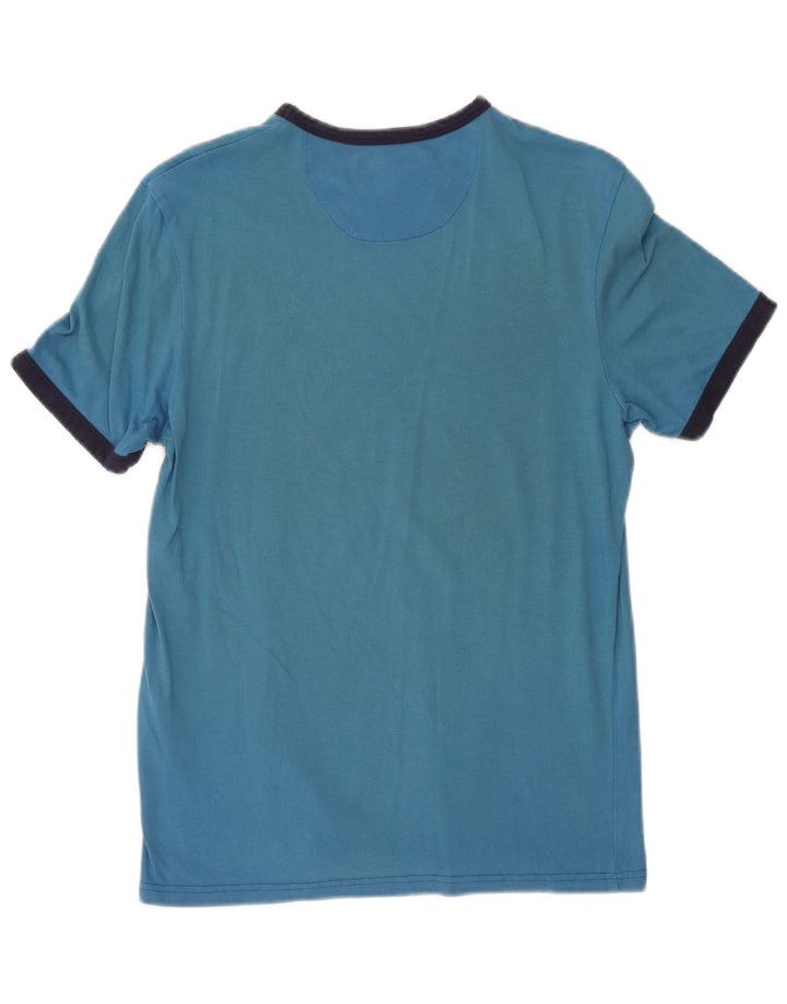 Lyle & Scott Mens T-Shirt Top Small Blue Colourblock Cotton