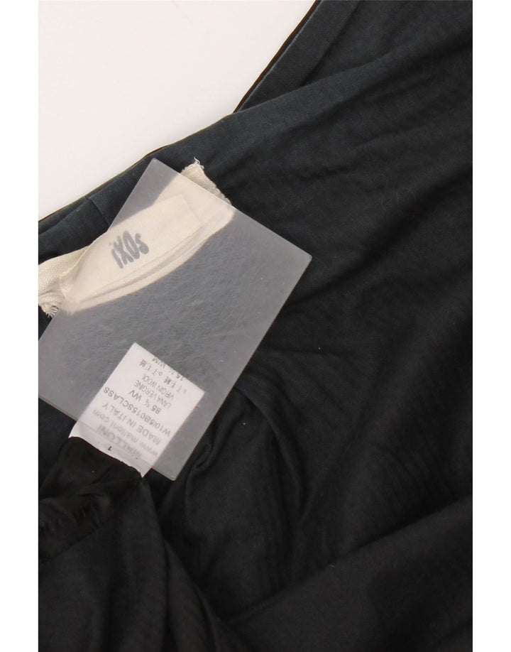 Vintage Womens Open Overcoat UK 10 Small Black Virgin Wool