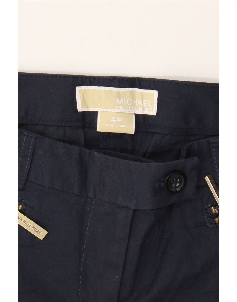 MICHAEL KORS Womens Petite Casual Trousers US 4 Small W30 L28 Navy Blue Vintage Michael Kors and Second-Hand Michael Kors from Messina Hembry 
