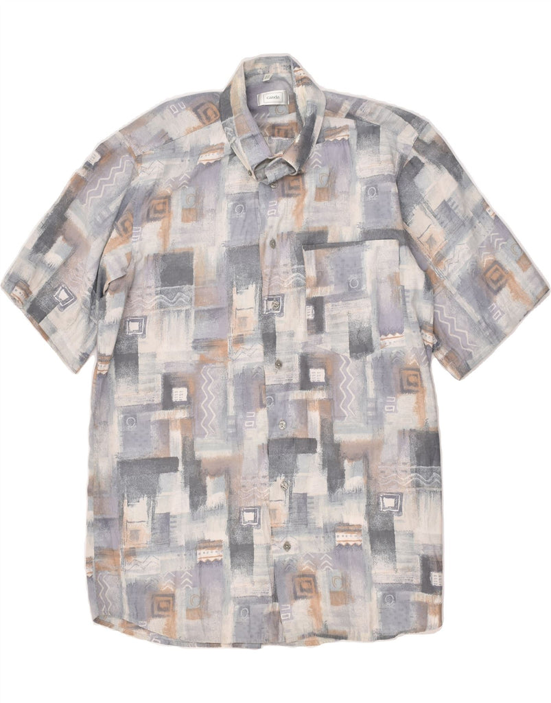 CANDA Mens Abstract Pattern Short Sleeve Shirt Size 15 1/2 Medium Grey | Vintage Canda | Thrift | Second-Hand Canda | Used Clothing | Messina Hembry 