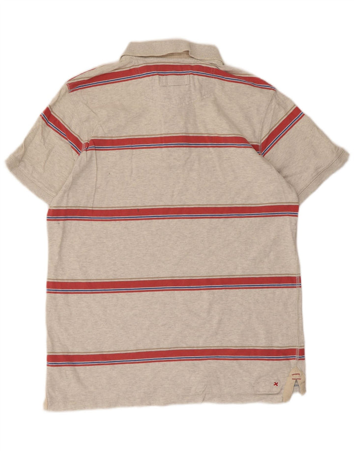 Fat Face Mens Polo Shirt Small Grey Striped Cotton