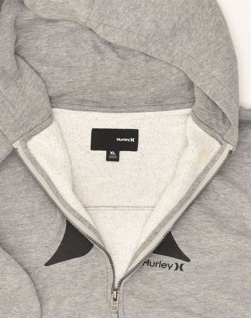 HURLEY Womens Graphic Zip Hoodie Sweater UK 18 XL Grey Cotton | Vintage Hurley | Thrift | Second-Hand Hurley | Used Clothing | Messina Hembry 