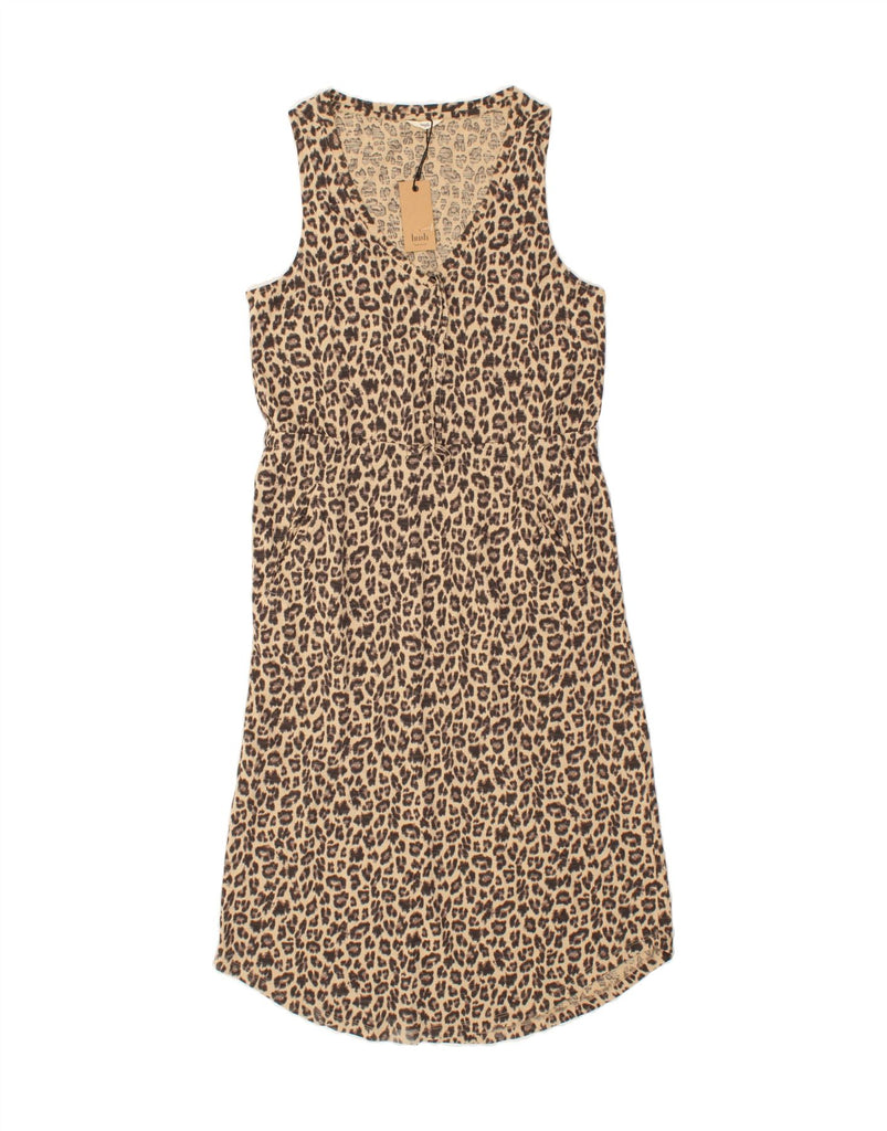 HUSH Womens Sleeveless Maxi Dress US 12 Large Beige Animal Print Cotton Vintage HUSH and Second-Hand HUSH from Messina Hembry 