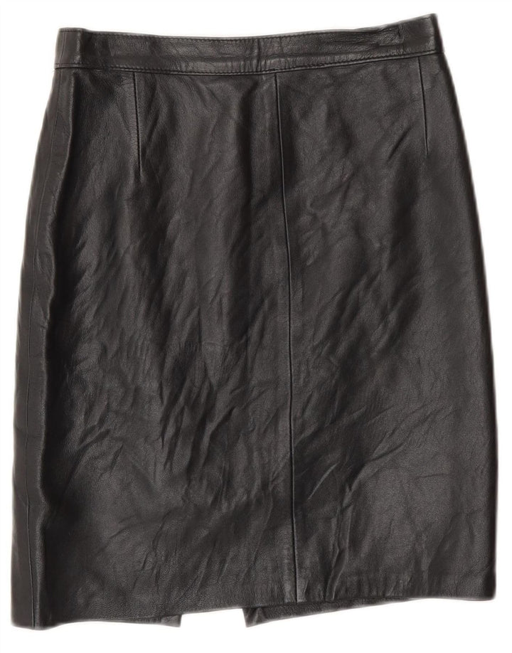 Vintage Womens Leather Skirt IT 42 Medium W26 Black
