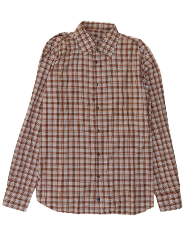 Trussardi Jeans Mens Shirt 2XL Brown Check Cotton