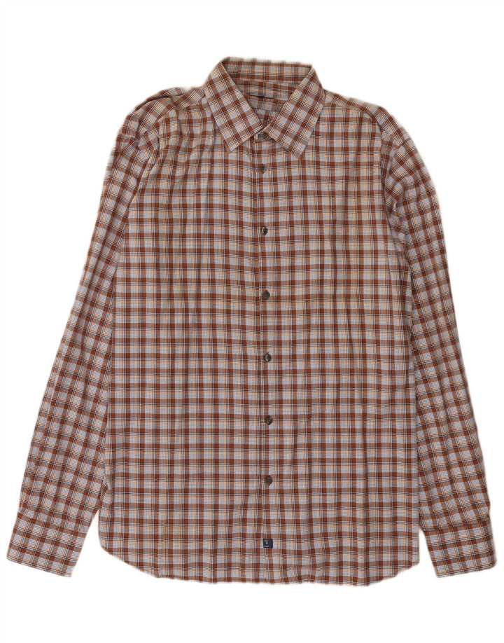 Trussardi Jeans Mens Shirt 2XL Brown Check Cotton
