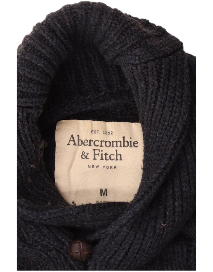 Abercrombie & Fitch Mens Shawl Neck Jumper Sweater Medium Navy Blue Wool