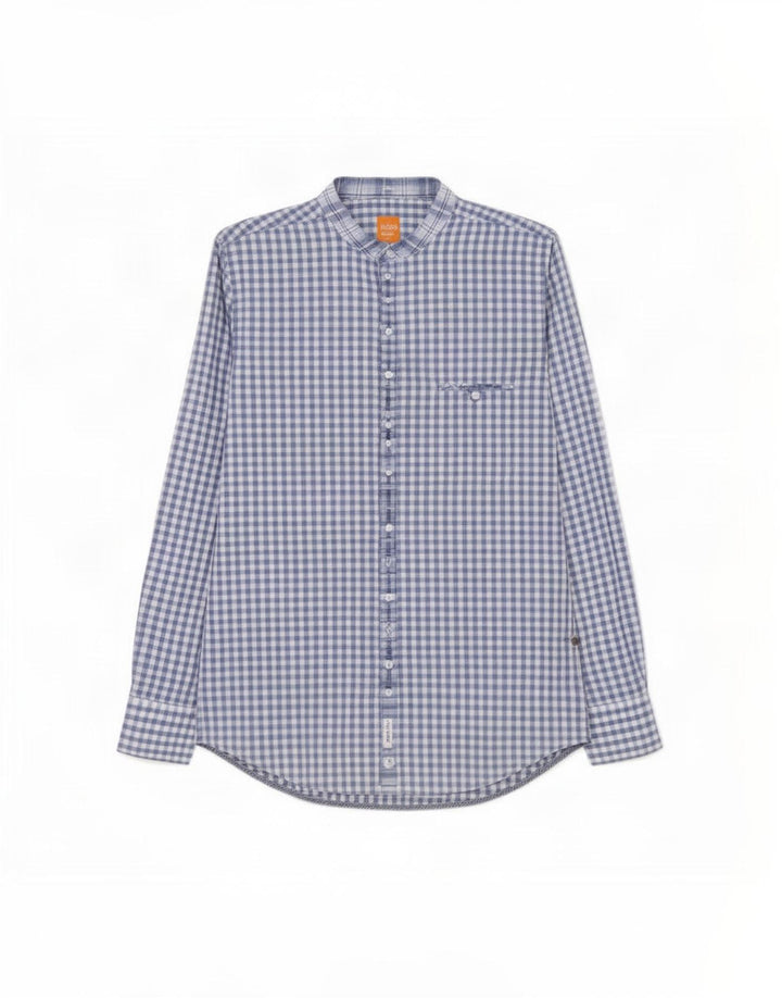 Hugo Boss Mens Shirt Medium Blue Gingham Cotton
