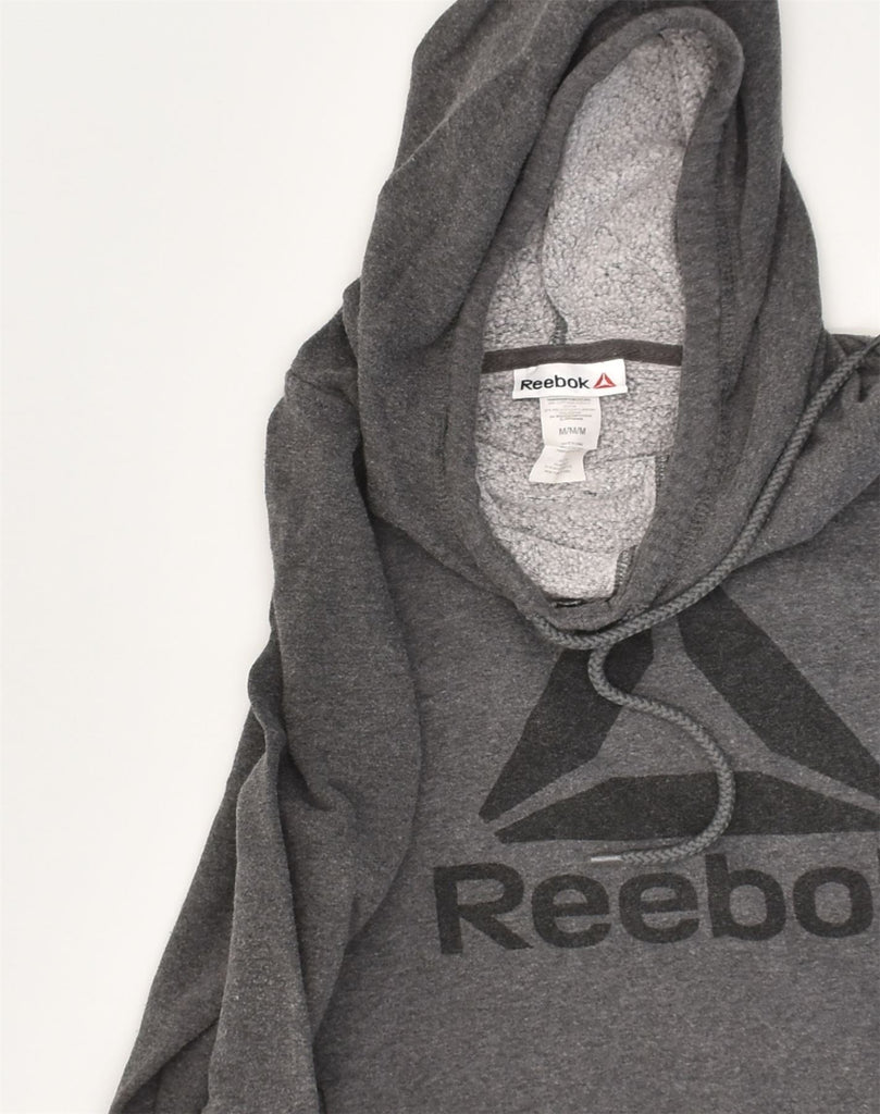 REEBOK Mens Graphic Hoodie Jumper Medium Grey Cotton | Vintage Reebok | Thrift | Second-Hand Reebok | Used Clothing | Messina Hembry 