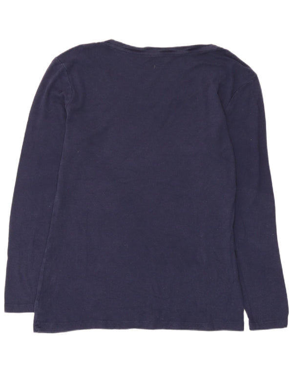 Gap Womens Top Long Sleeve UK 14 Large Navy Blue Cotton