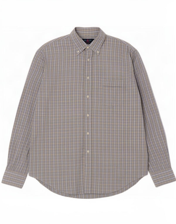 Balloon Mens Checked Shirt Size 41 Medium Blue Check Cotton