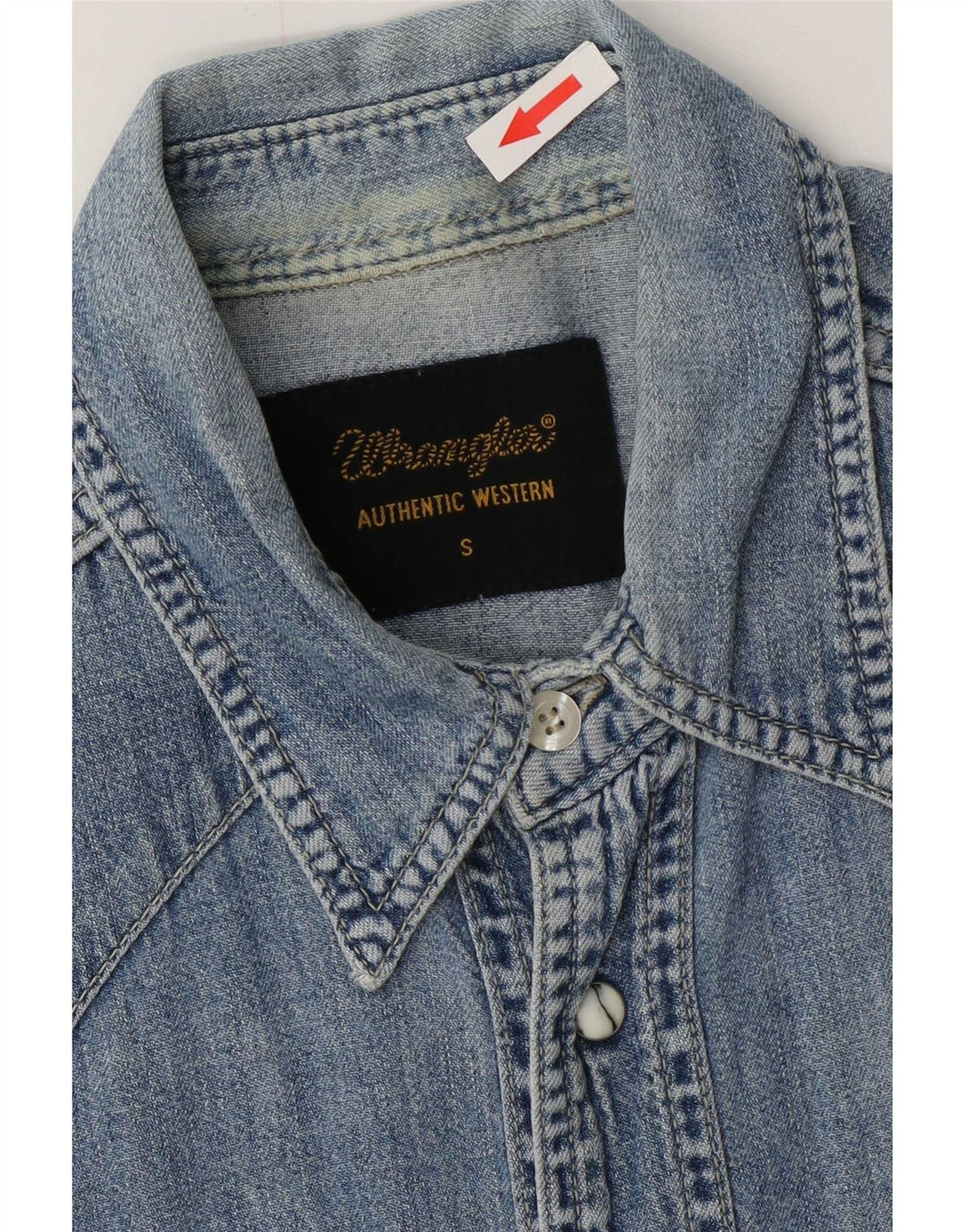 Wrangler Mens Western Denim Shirt Small Blue Cotton