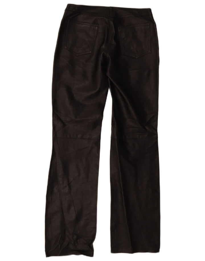 XETRA Womens Bootcut Leather Trousers IT 42 Medium W28 L32 Black