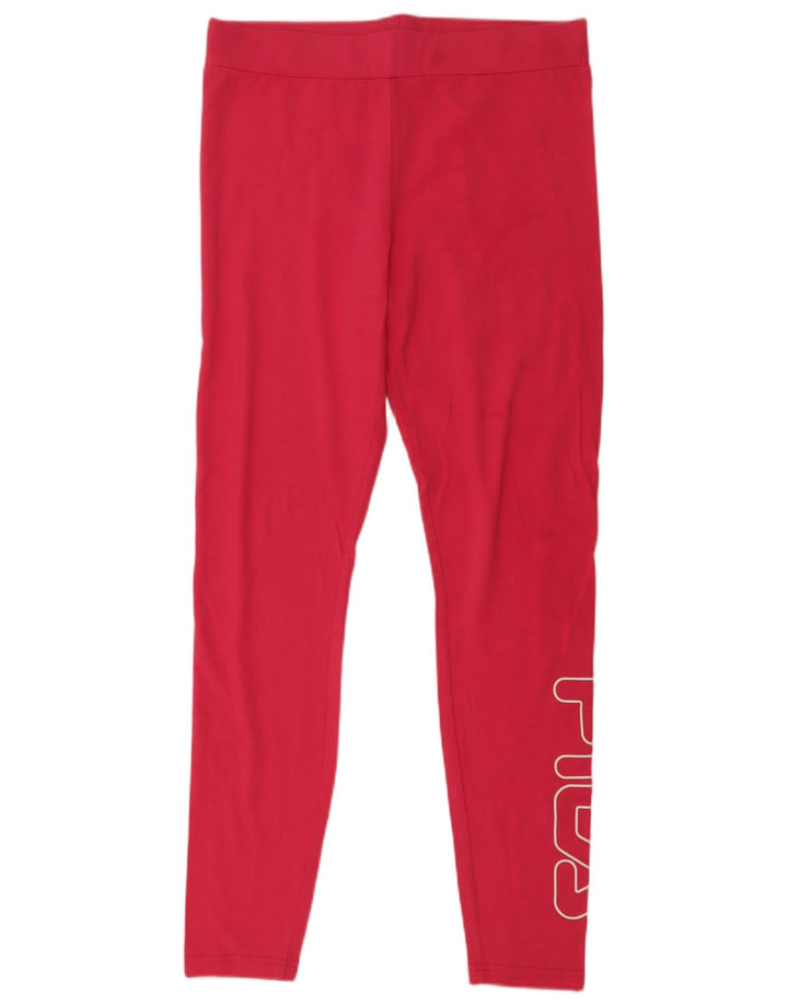 Fila Womens Graphic Leggings UK 14 Large  Pink Cotton