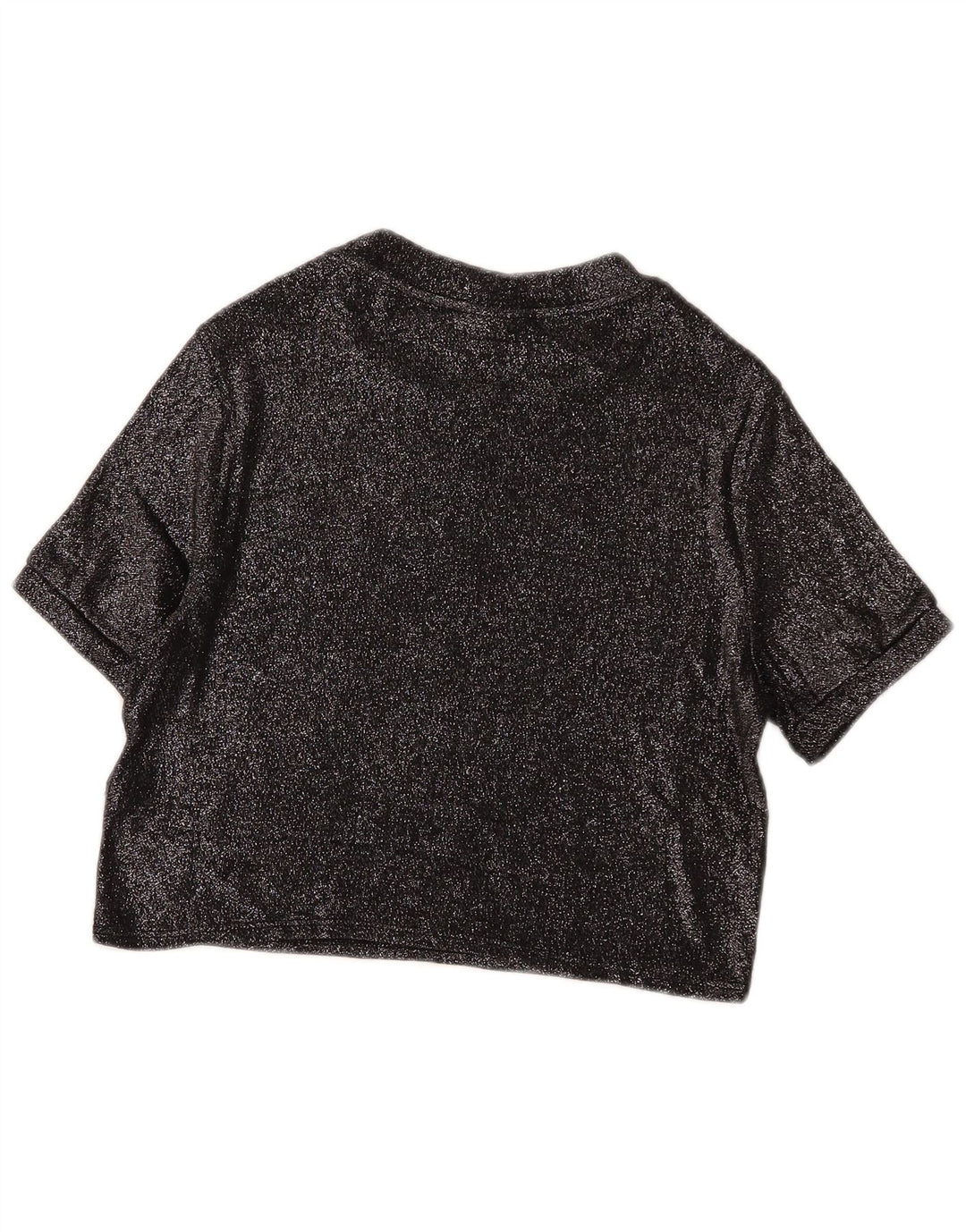 Topshop Womens Crop Blouse Top UK 14 Large Black Viscose
