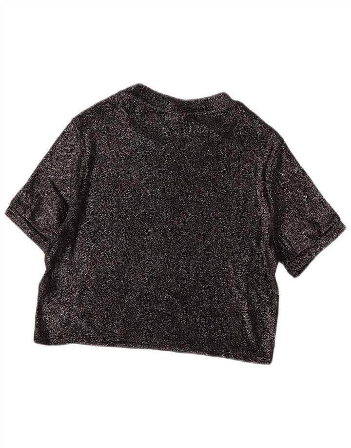 Topshop Womens Crop Blouse Top UK 14 Large Black Viscose