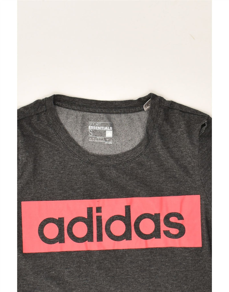 ADIDAS Womens Graphic T-Shirt Top UK 10 Small Grey Cotton | Vintage Adidas | Thrift | Second-Hand Adidas | Used Clothing | Messina Hembry 