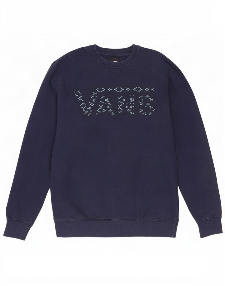 Vans Mens Graphic Sweatshirt Jumper Medium Navy Blue Cotton