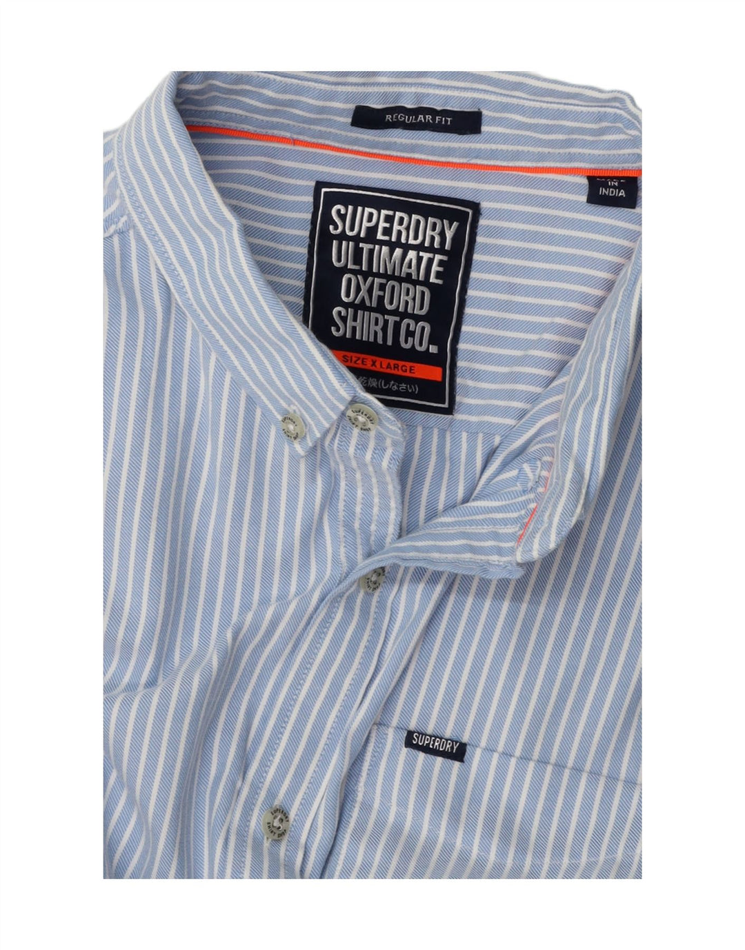 SUPERDRY Mens Regular Fit Shirt XL Blue Pinstripe