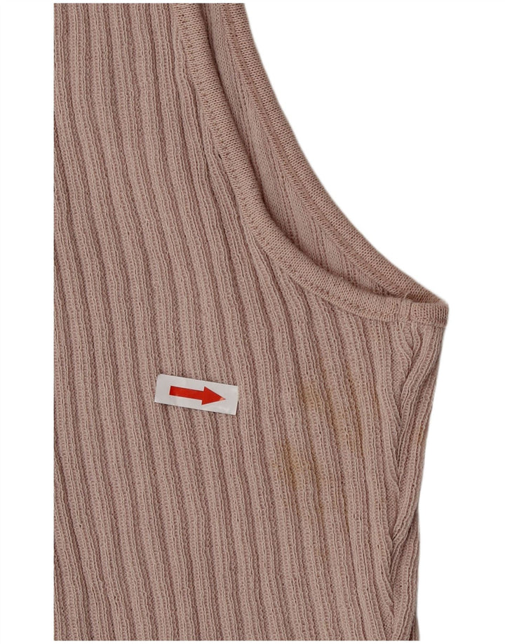 Zara Womens Crop Sleeveless Shirt Blouse UK 12 Medium Pink Polyester