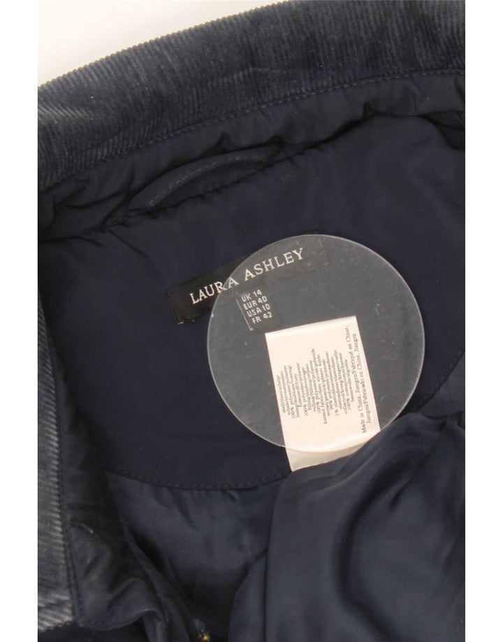 Laura Ashley Womens Quilted Jacket UK 14 Large Navy Blue Polyester