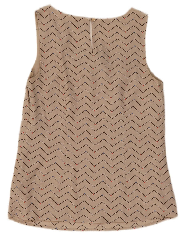 Oasis Womens Sleeveless Blouse Top UK 10 Small Beige Geometric