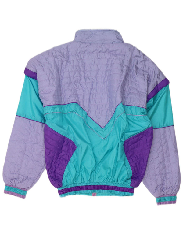 Vintage Mens Tracksuit Top Jacket Large Purple Colourblock Polyester