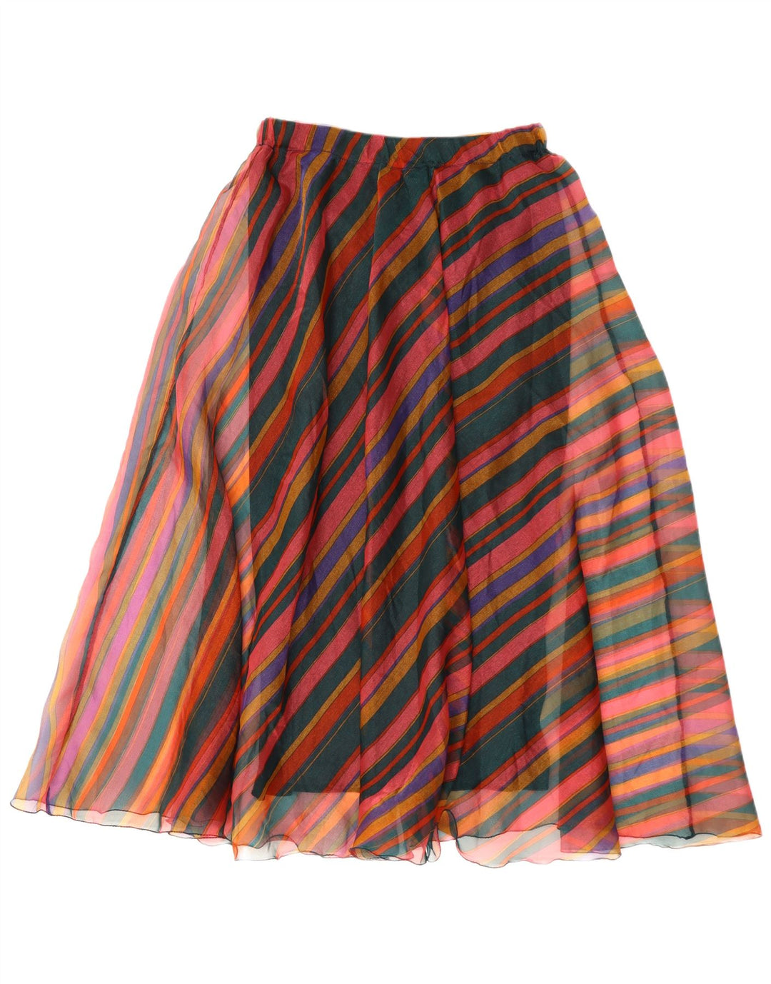 VINTAGE Womens High Waist A-Line Skirt W28 Medium Multicoloured Striped