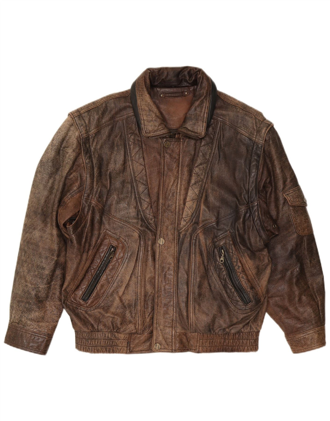 Berto Lucci Mens Leather Jacket UK 40 Large Brown Leather