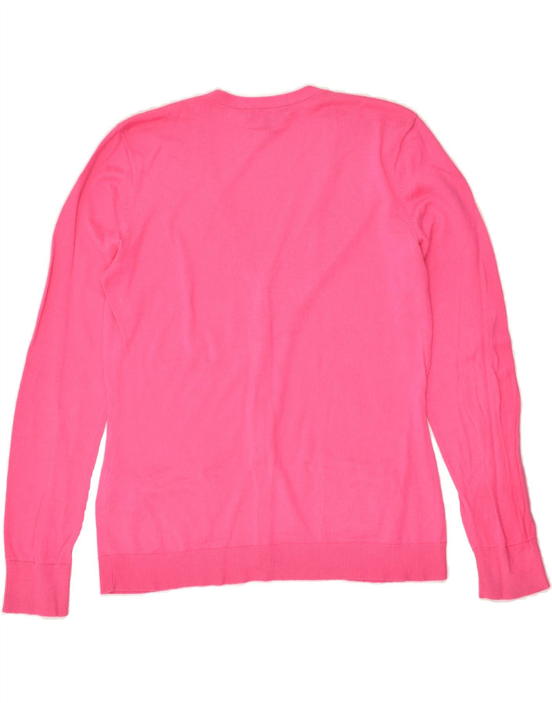 RALPH LAUREN Womens Cardigan Sweater UK 14 Medium Pink Cotton | Vintage Ralph Lauren | Thrift | Second-Hand Ralph Lauren | Used Clothing | Messina Hembry 