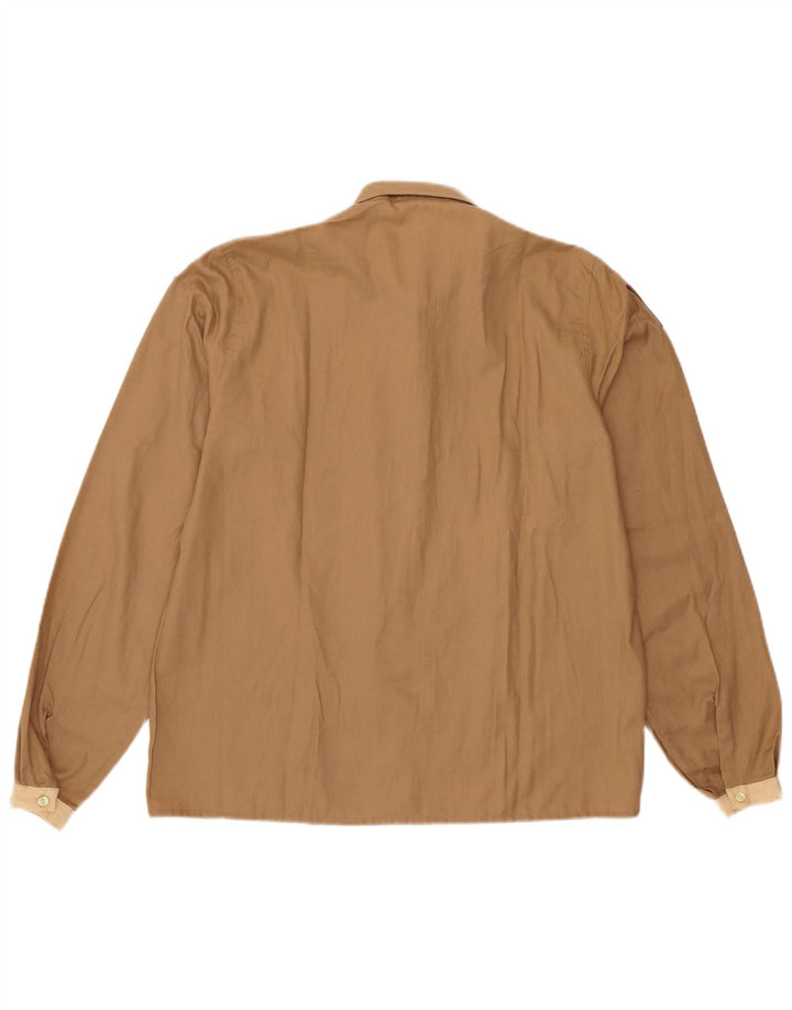 NORTONS Womens Shirt UK 16 Large Brown Colourblock Cotton