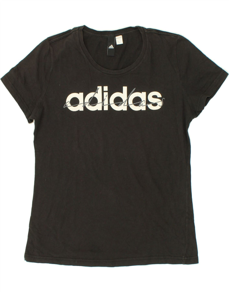 ADIDAS Womens Graphic T-Shirt Top UK 16 Large Black Vintage Adidas and Second-Hand Adidas from Messina Hembry 