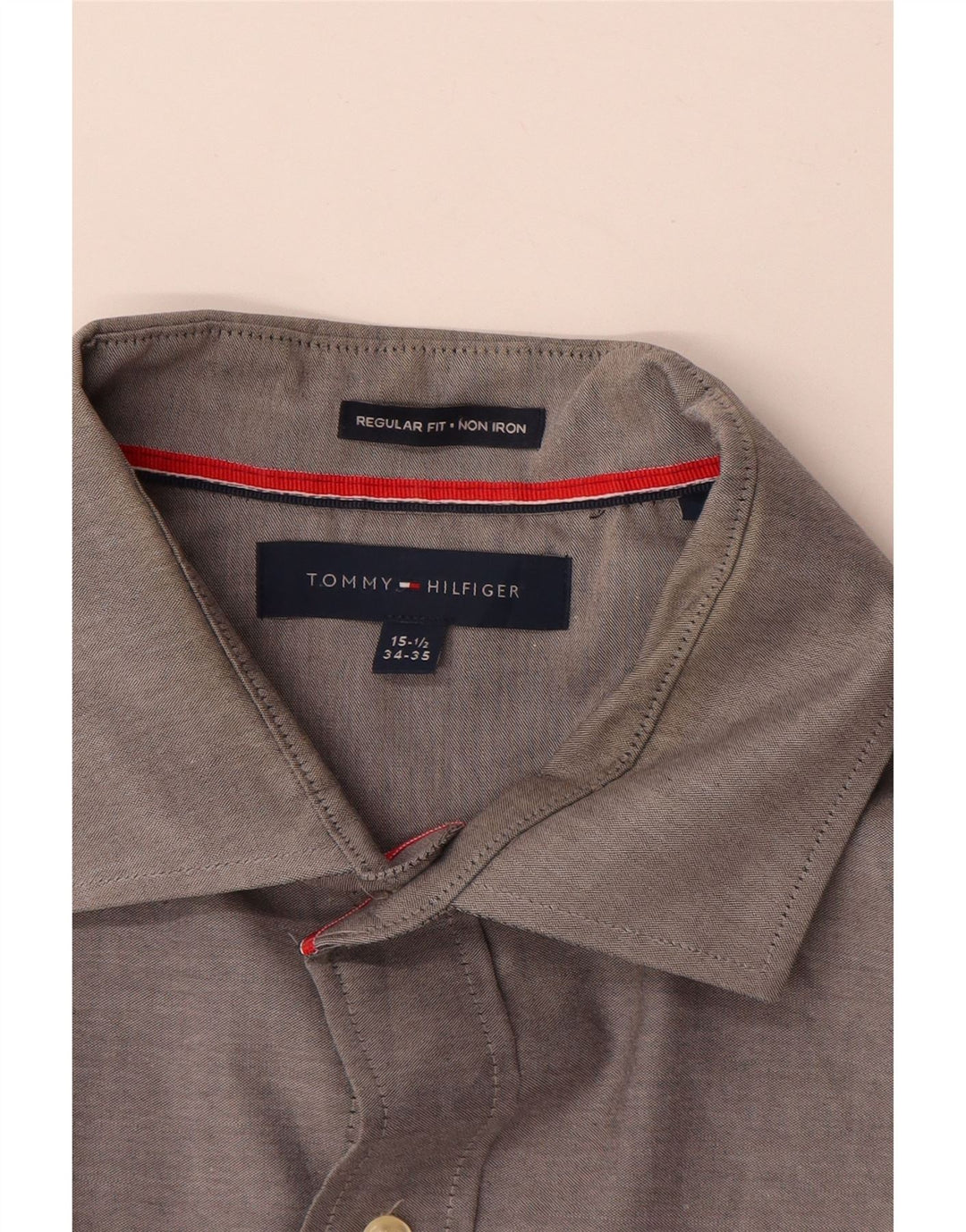 Tommy Hilfiger Mens Regular Fit Shirt Size 15 1/2 Medium Grey Cotton