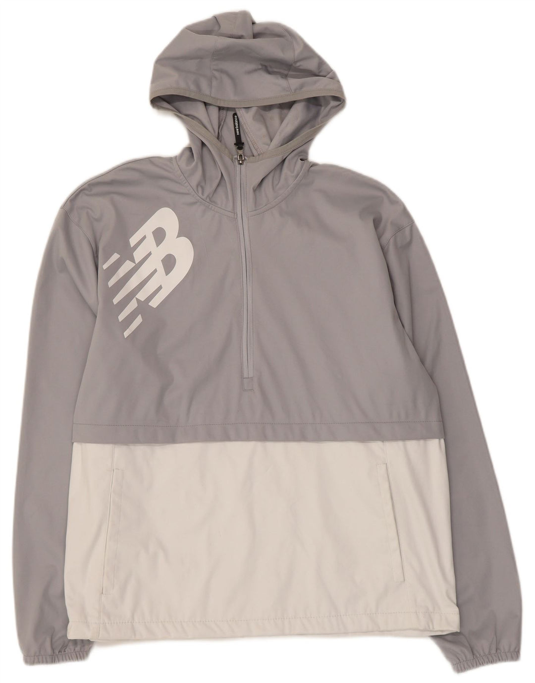 New Balance Mens Graphic Hoodie Jumper Large Grey Colourblock Polyester