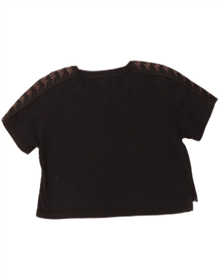KAPPA Womens Oversized Crop Graphic T-Shirt Top UK 10 Small Black Vintage Kappa and Second-Hand Kappa from Messina Hembry 